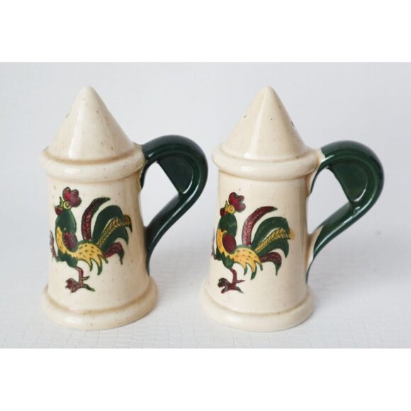 Metlox Poppytrail Salt & Pepper Shakers California Provincial Rooster Ceramic - Picture 1 of 4